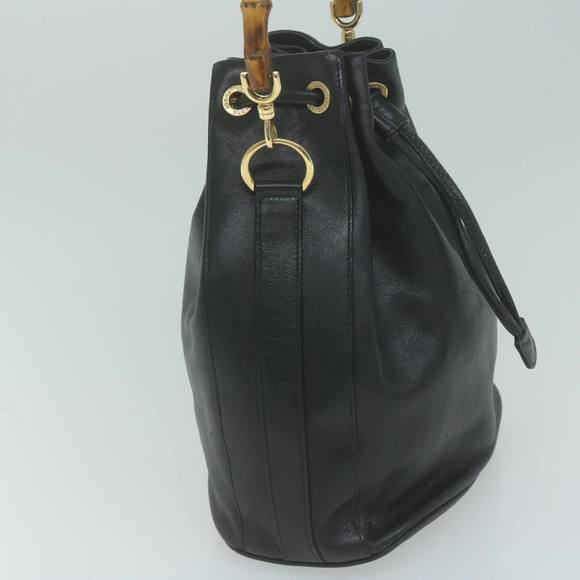 GUCCI Bamboo Hand Bag Leather Black 001 3754 1657 Auth ac2644 - Picture 4 of 16